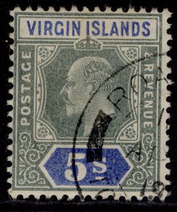 BRITISH VIRGIN ISLANDS EDVII SG62, 5s green & blue, FINE USED. Cat £85.