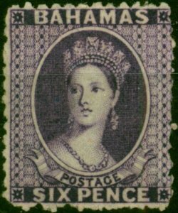 Bahamas 1863 6d Deep Violet SG31x Wmk Reversed Fine & Fresh MM