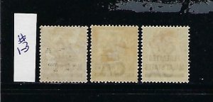 FEDERATED MALAY STATES SCOTT #1-3 1900 NEGRI SEMBILAN OVER PRINTS- MINT LH