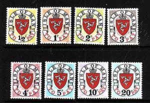 Isle of Man-Sc#J1-J8-unused NH set-Postage Dues-1973-