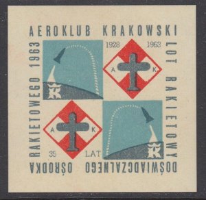 Poland, 1963 MNH Rocket Mail souvenir sheet