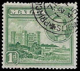 Malta #193a Used VLH; 1p Verdala Palace (1943) (2)