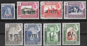 Aden-Kathiri # 20-27  New Currency Overprints   (8)  VLH Unused