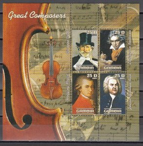 Gambia, 2003 Cinderella issue. Classical Composers sheet of 4. ^