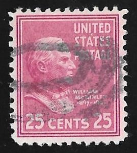 829 25 cents William McKinley Stamp used F-VF