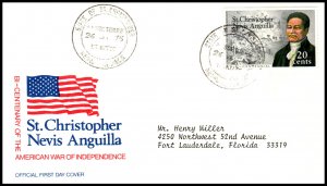 St Kitts Nevis 324 US Bicentennial Typed FDC