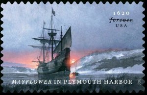 SCOTT 5542-MAYFLOWER IN PLYMOUTH SINGLE STAMP MNH