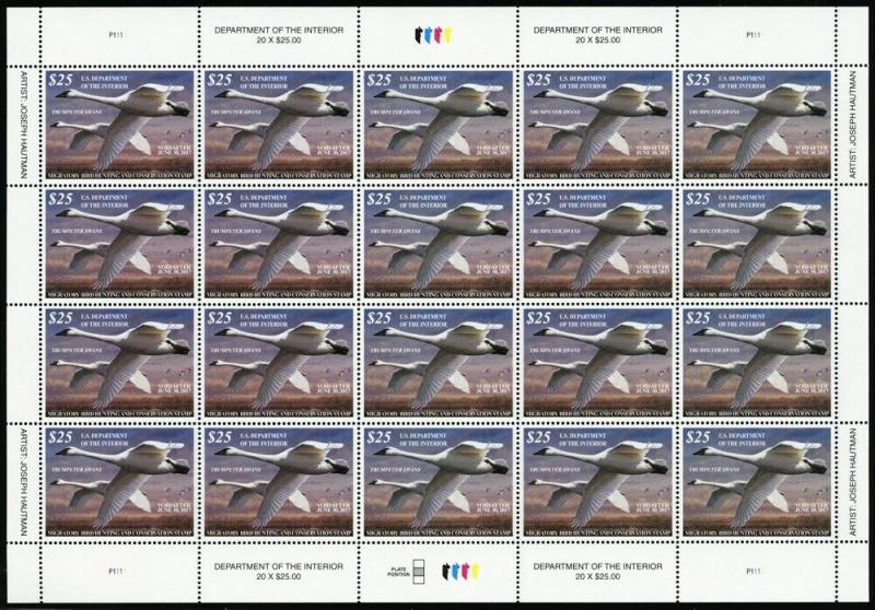 RW83 VERY RARE Pane of 20 $25 Duck Stamps Mint VF NH - Stuart Katz