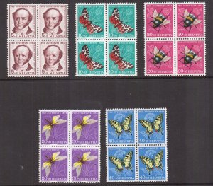 Switzerland   #B237-B241  MH/MNH   1954  Pro Juventute  butterflies blocks of 4