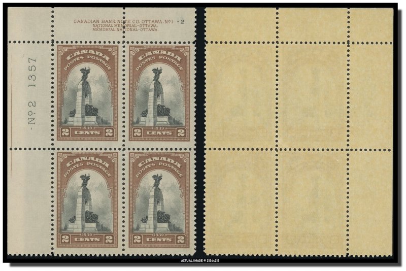 Canada - 247 PB 1-2 UL - MNH - National Memorial, Ottawa (1939) 2¢ CV 4.5$