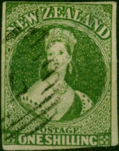 New Zealand 1862 1s Green SG44 Good Used