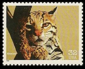 US 3105e Endangered Species Ocelot 32c single MNH 1996