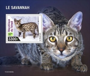 Chad - 2021 Savannah Cat on Stamps - Stamp Souvenir Sheet - TCH210503b 