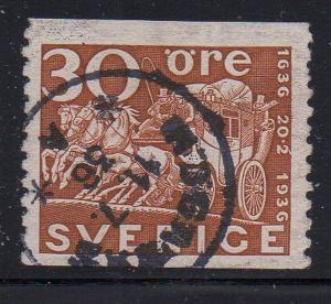 Sweden Sc 256 1936 30 ore Mail Coach stamp used