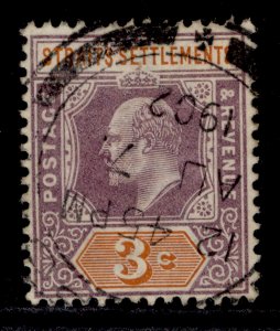 MALAYSIA Straits Settlements EDVII SG111 3c dull purple & orange FINE USED. CDS