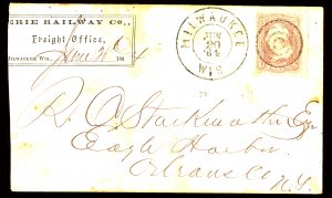 U.S. #65 USED ON COVER WITH PSE CERT. 