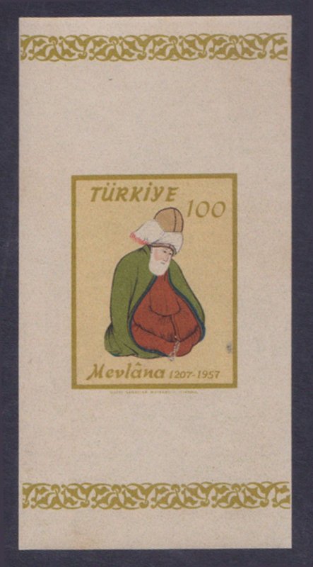 TURKEY - 1957 750th BIRTH ANNIVERSARY OF MEVLANA - SOUVENIR SHEET MNH