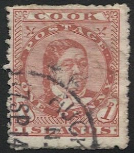 COOK ISLANDS 1902 1d rose Sc 31  Queen Makea Takau, Used F,  AUCKLAND postmark