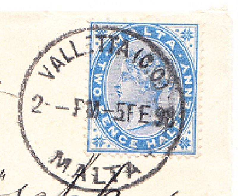 MALTA cover postmarked 5 Feb. 1898 to Berlin