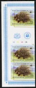 Lesotho 1982 WWF - Cape Porcupine 40s IMPERF inter-paneau...