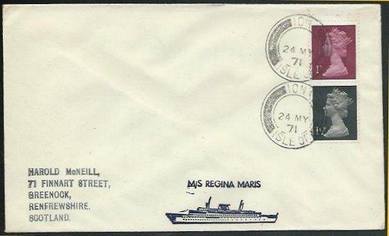 GB SCOTLAND 1971 Regina Maris ship cover - IONA / ISLE OF cds.........38108