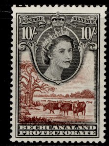 BECHUANALAND PROTECTORATE QEII SG153, 10s black & red-brown, NH MINT. Cat £45.