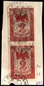 Vintage Germany Prussia Revenue 3 Mark General Stamp Duty Pair w/Official Cancel