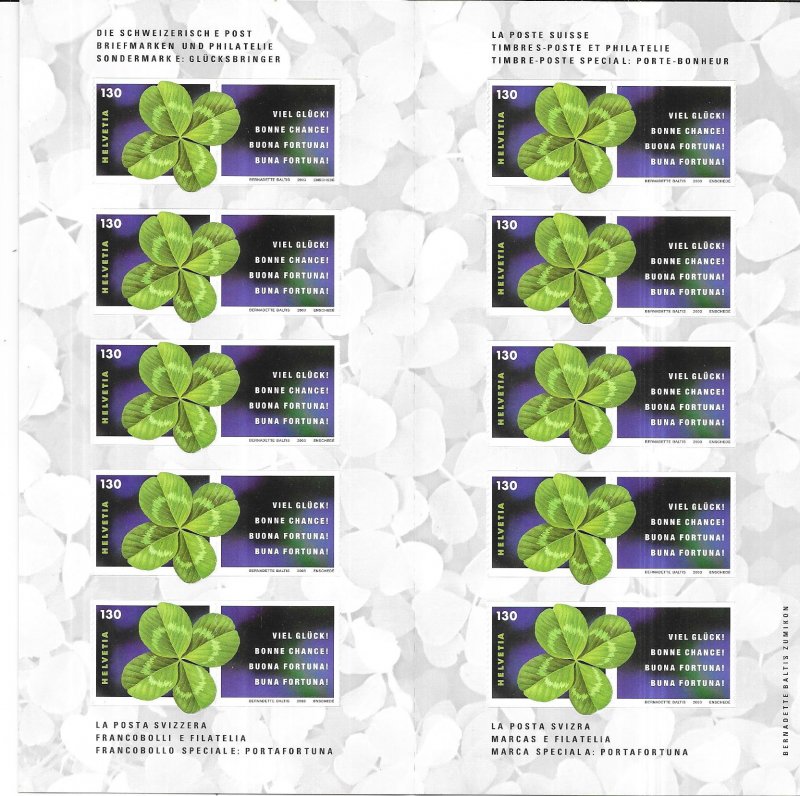 Switzerland #1164a Four-Leaf Clovet booklet   (MNH) $30.00