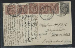 EAST AFRICA AND UGANDA (3009B) 1916 KGV 6C ON PPC CENSORED TO BELGIAN ARMY