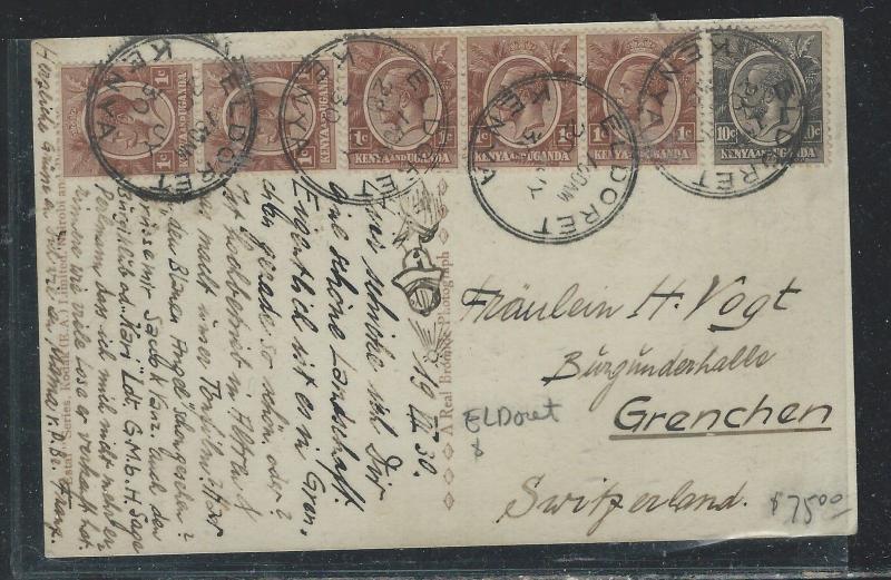 EAST AFRICA AND UGANDA (3009B) 1916 KGV 6C ON PPC CENSORED TO BELGIAN ARMY