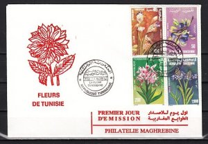 Tunisia, Scott cat. 1050-1053. Flowers of Tunisia issue. First day cover. ^