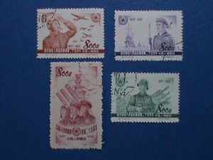 ​CHINA STAMP:1952,SC#159-62 25TH ANNIV: PEOPLE'S LIBERATION ARMY CTO-NH SET