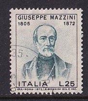 Italy  #1059  used  1972  Mazzini  25 l