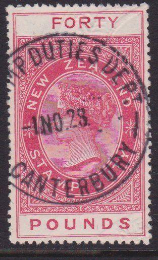 NEW ZEALAND 1880 LONG TYPE STAMP DUTY £40 used..............................7846