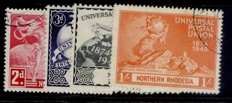 NORTHERN RHODESIA GVI SG50-53, anniversary of UPU set, FINE USED. Cat £11.