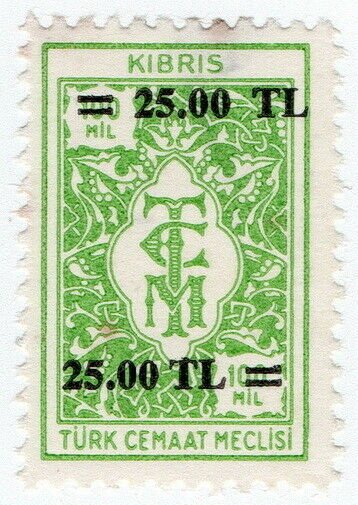 (I.B) Cyprus (Turkish Zone) Revenue : Duty Stamp 25TL on 100m OP