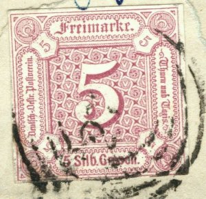 Germany States THURN & TAXIS High Value Scott.13 5sgr Lilac Used c$400 GGREEN31