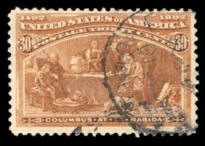 United States, 1893 Columbian Issue #239 Cat$90, 1893 30c orange brown, used