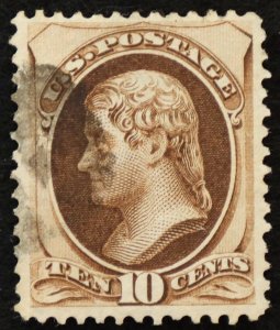 U.S. Used Stamp Scott #161 10c Jefferson, VF - XF. Intense Color. Choice!