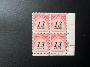 US SCOTT #J103  1978 11 CENTS CARMINE POSTAGE DUE MNH PLATE BLOCKS OF 4