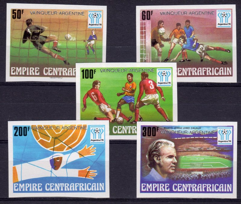 Central African Empire 1978 Sc#370/374 WORLD CUP 78 WINNERS SET(5) IMPERF.MNH