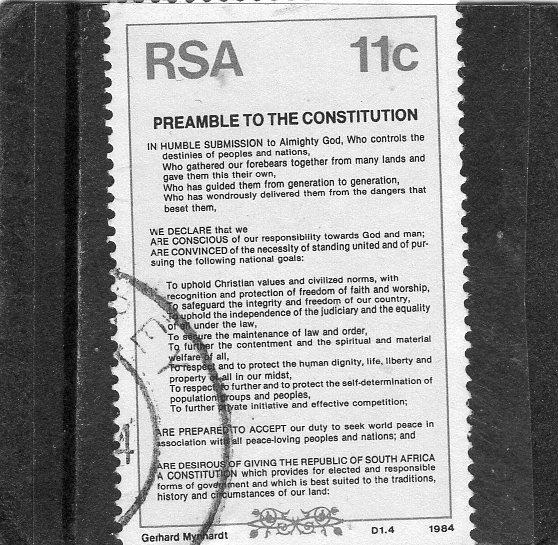 South Africa Preamble to the Constitution used