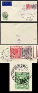 Cyprus SG106 and 20 on a Francis Field Airmail Cover