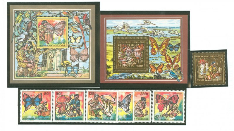Togo #1553-1559B Mint (NH) Single (Complete Set) (Butterflies) (Scouts)