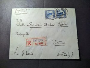 1928 Registered Republic of China Cover Shanghai to Pistoia Italy via Siberia