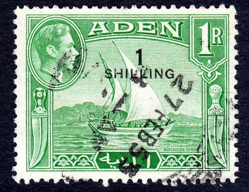 Aden -    1951 - sg 43 -  surch  - 1/-  -  USED