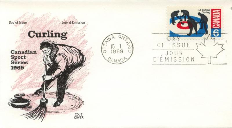 1969 Canada Curling  490 Cole FDC