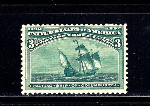 #232 US 3 CENT GREEN COLUMBIAN-MINT-N/H-FINE-VF