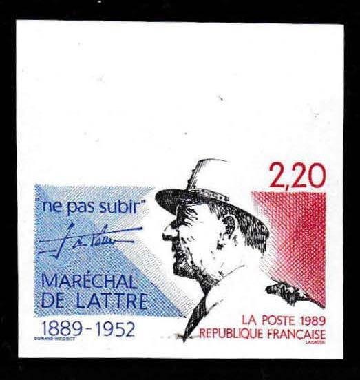 France 1989 Anniversary of  Birth of Marshal de Lattre Sc 2177 MNH(**) IMPERF