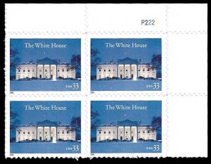 PCBstamps   US #3445 PB $1.32(4x33c)White House,  MNH, (PB-1a)